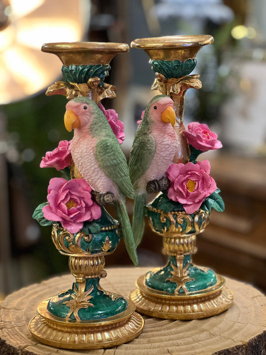 Pair of Ornate Parrot Candle Holders