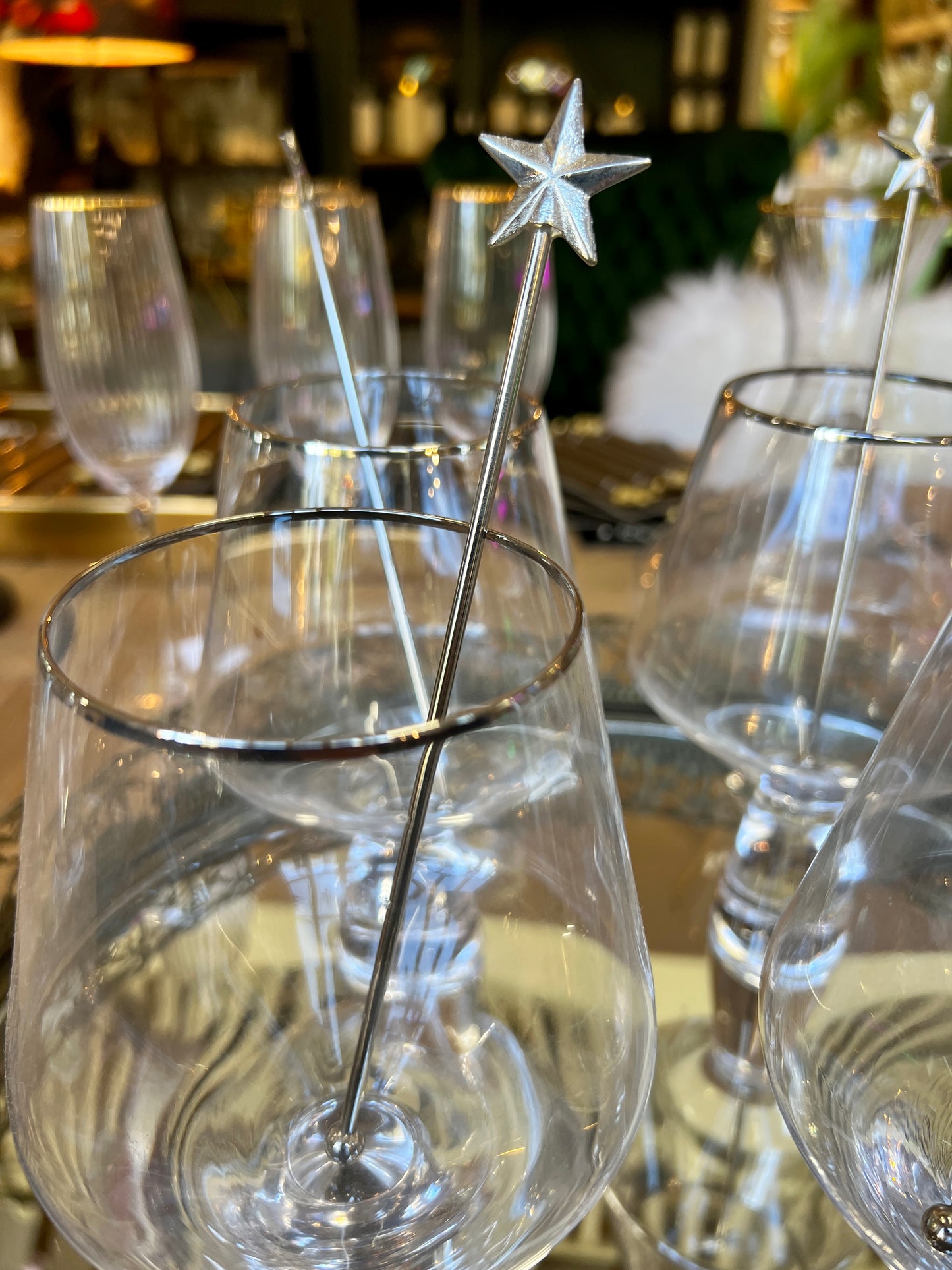 Set of 4 Nickel Star Drinks Stirrers