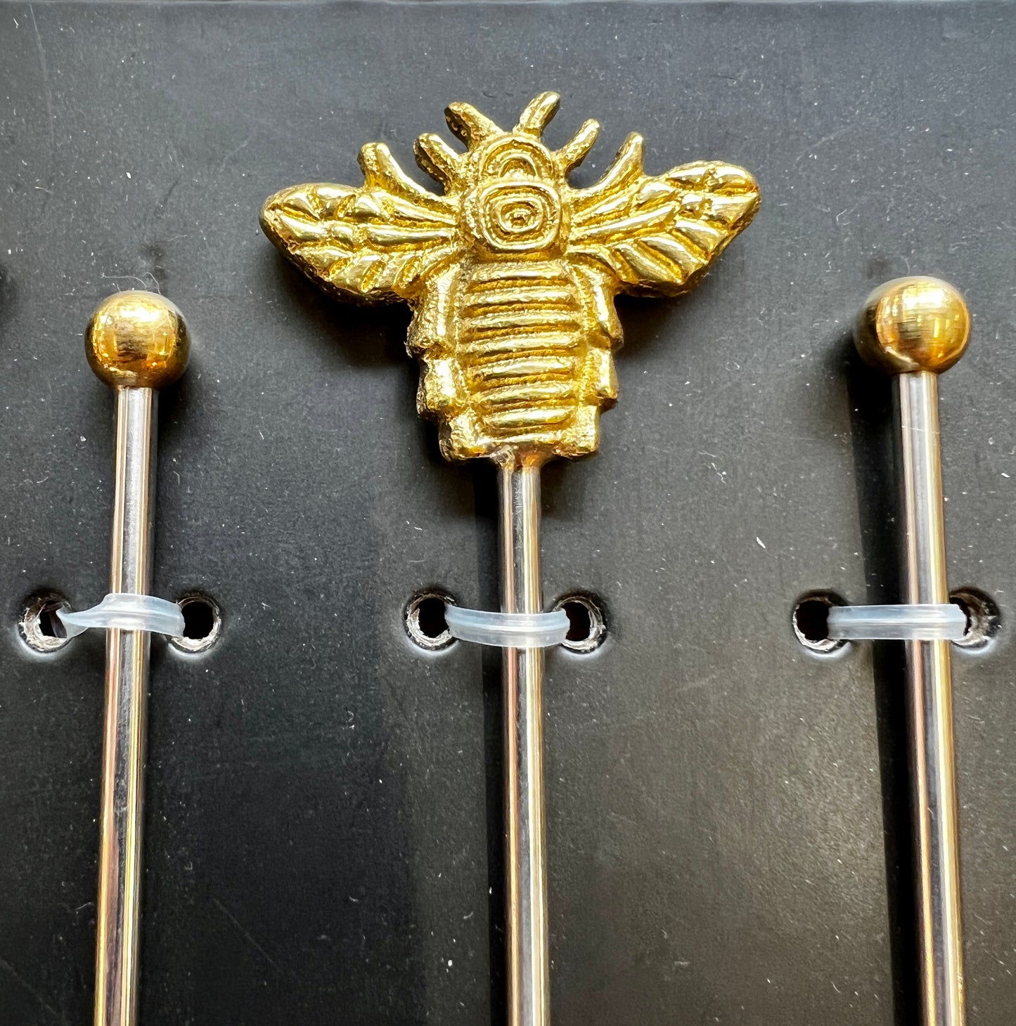 Set of 4 Gold Bumblebee Drinks Stirrers