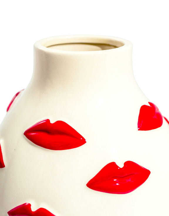 Ceramic Vase - Lips Red