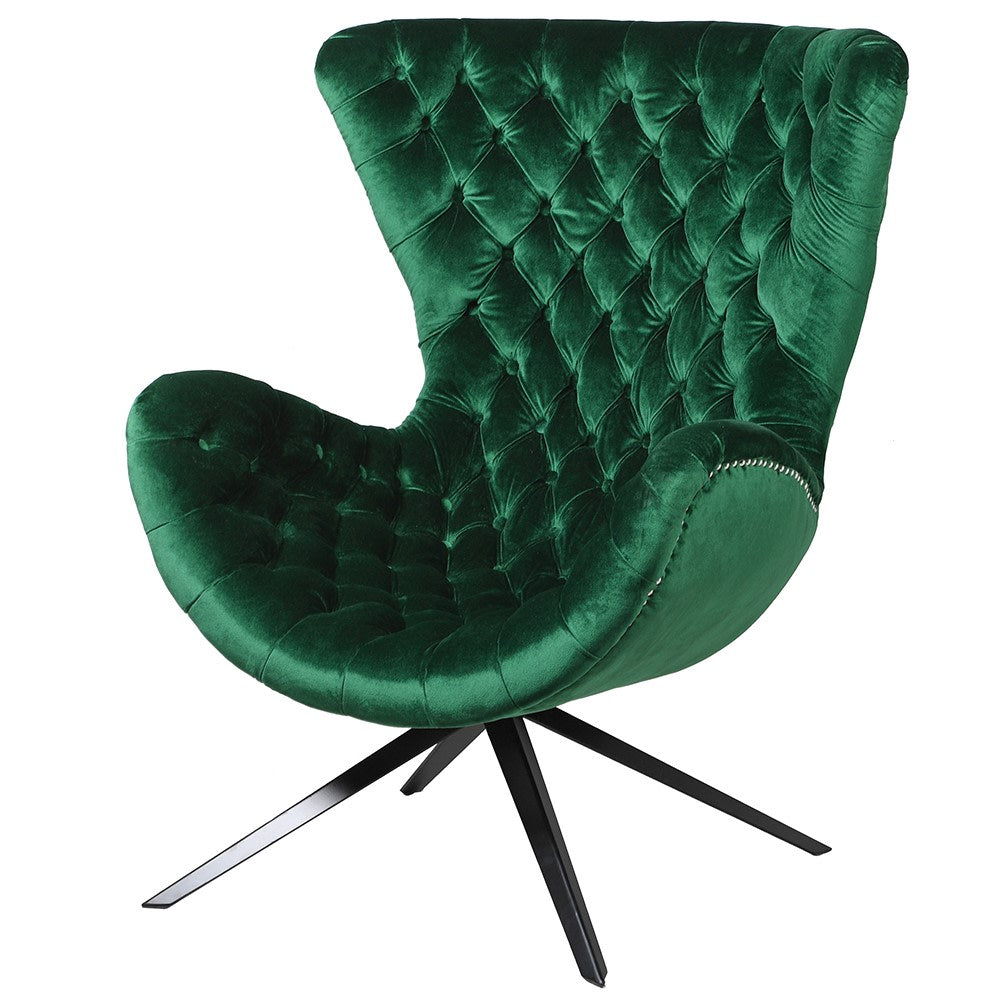 Curved Buttoned Velvet Chair