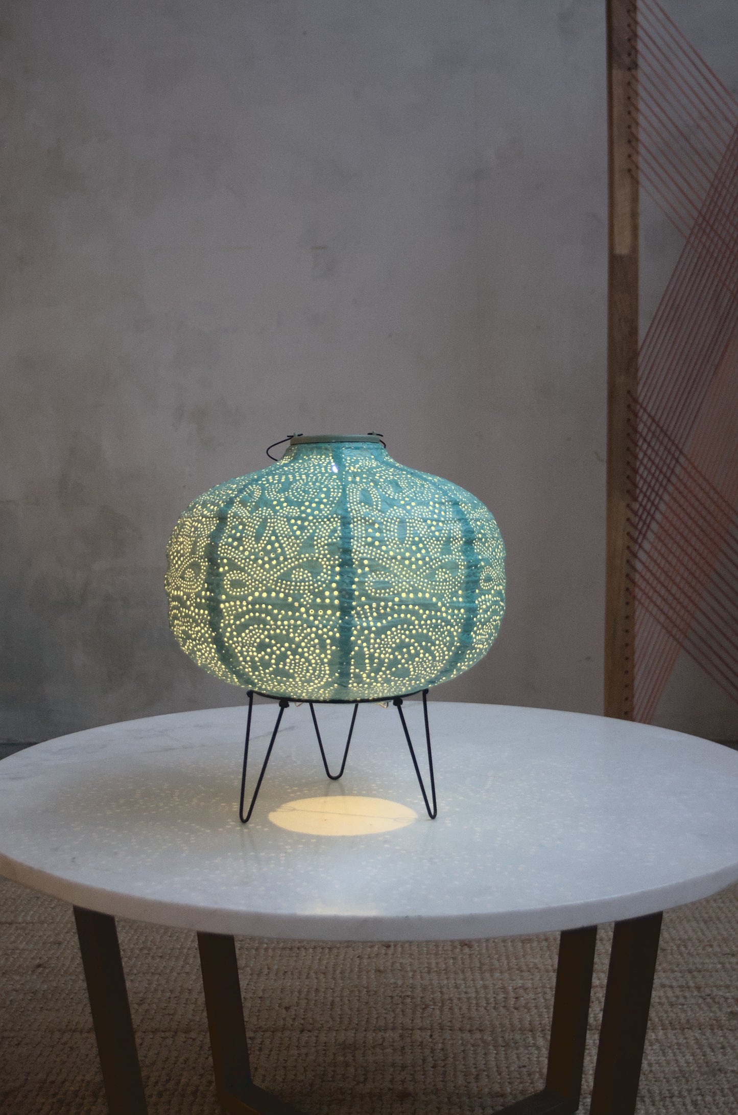 Solar Pumpkin Teal Lantern