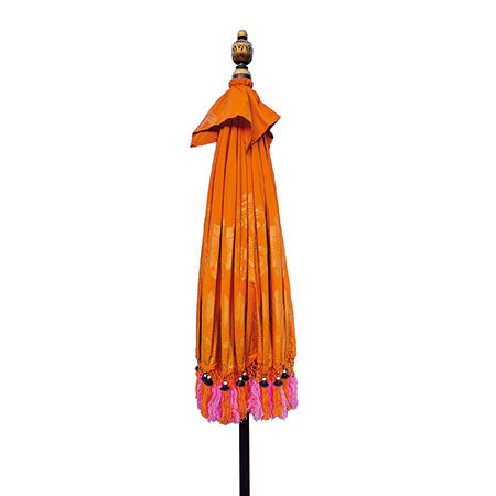 Bali Sun Parasol - Large Orange / Gold with orange or Pink Tassles