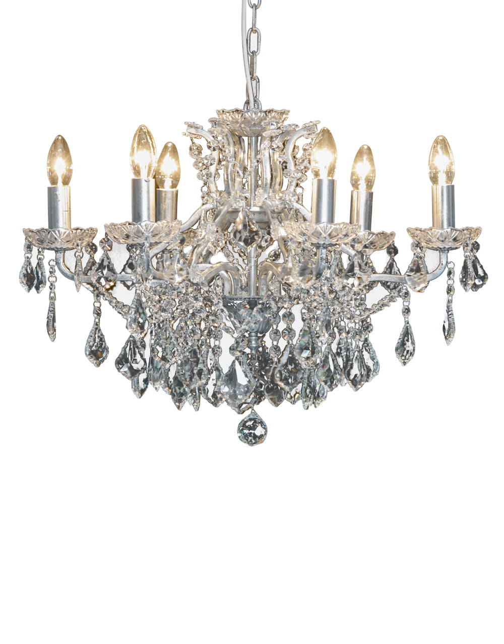 Silver leaf Shallow 6 Branch Chandelier