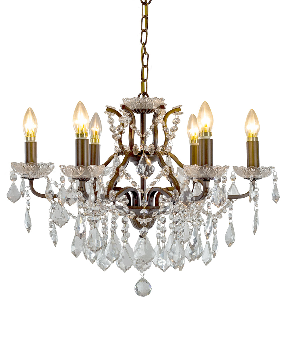 Matt Bronze 6 Branch Shallow Chandelier