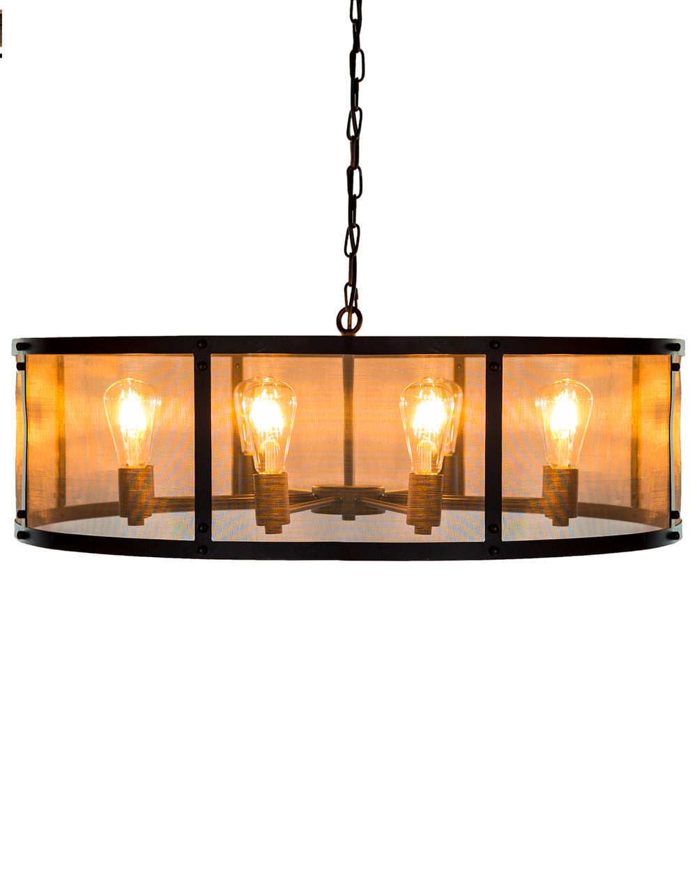 Large Round Black Iron Industrial Chandelier - Back In Stock