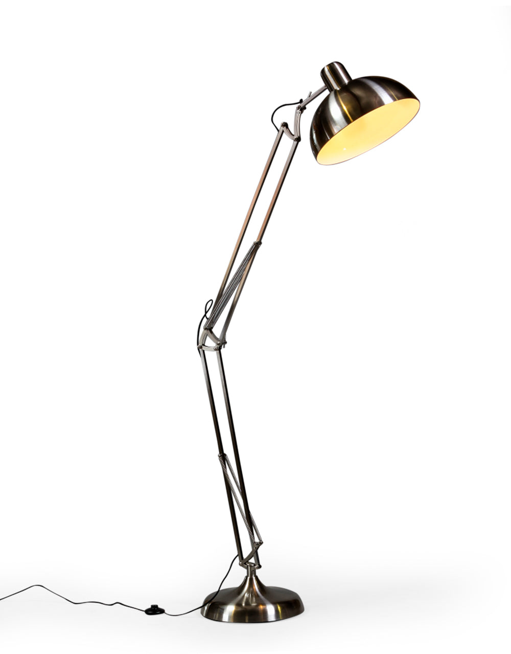 Brushed Steel Extra Large Classic Desk Style Floor Lamp