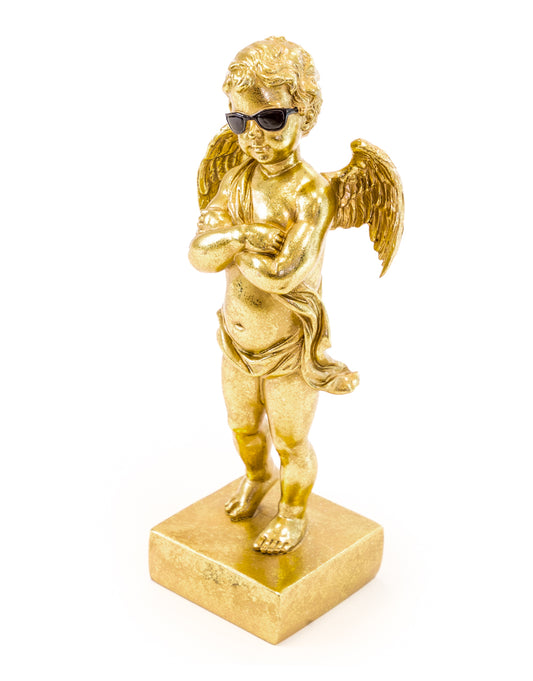 Gold "Too Cool" Cherub Figure on Base