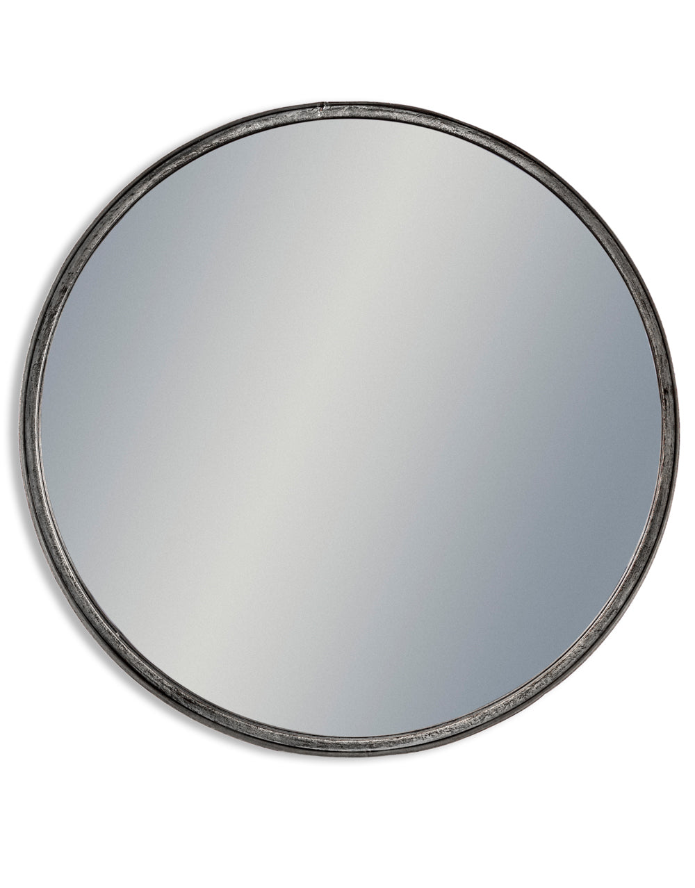 XLarge Black and Pewter Deep Framed Cylinder Mirror