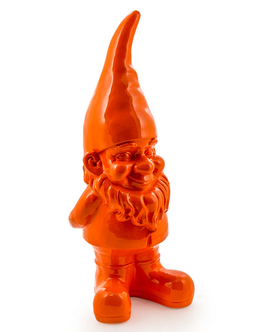 Large Bright Orange Standing Gnome Figure