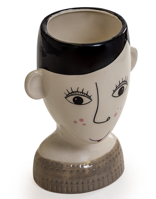 Ceramic Doodle Woman's Face Vase - Freckles