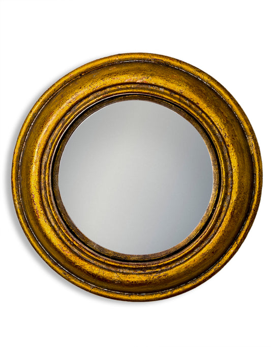 Antiqued Gold Rounded Framed Small Convex Mirror