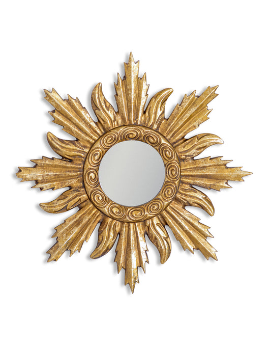 Ornate Gold Framed Sun convex Small Mirror