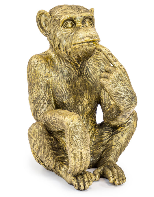 Antiqued Gold Sitting Monkey Figure/Bottle Holder