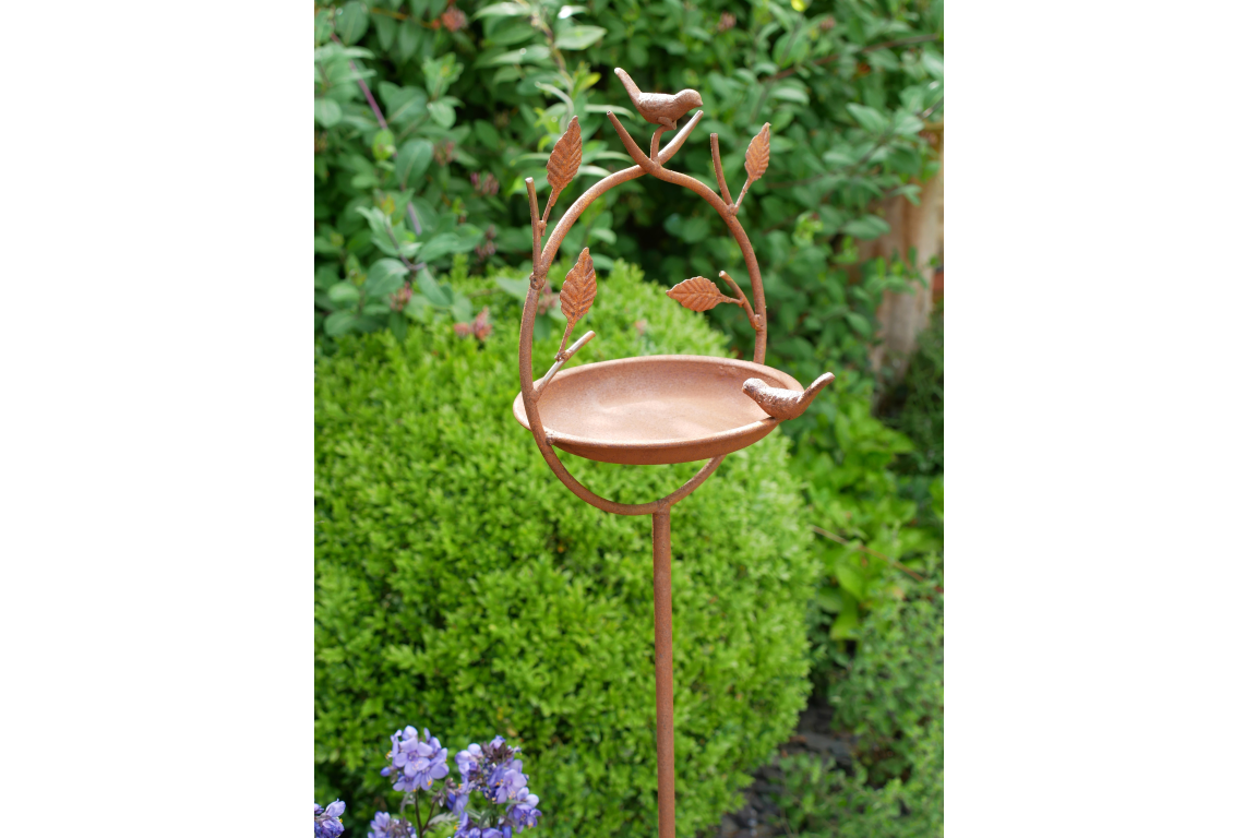 Rusty Garden Bird Feeder Stake