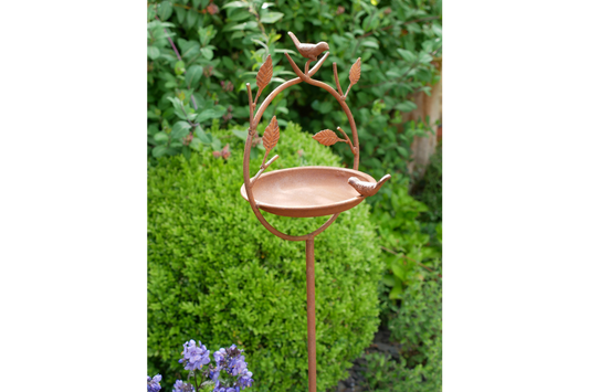 Rusty Garden Bird Feeder Stake