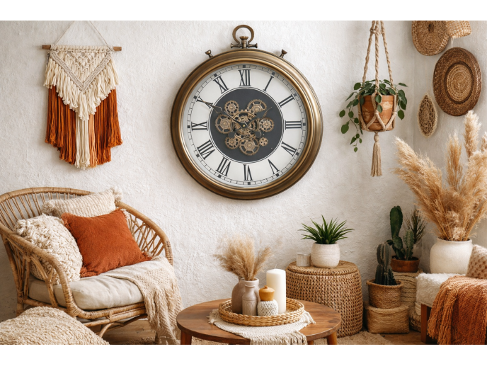 Clock with moving cog parts