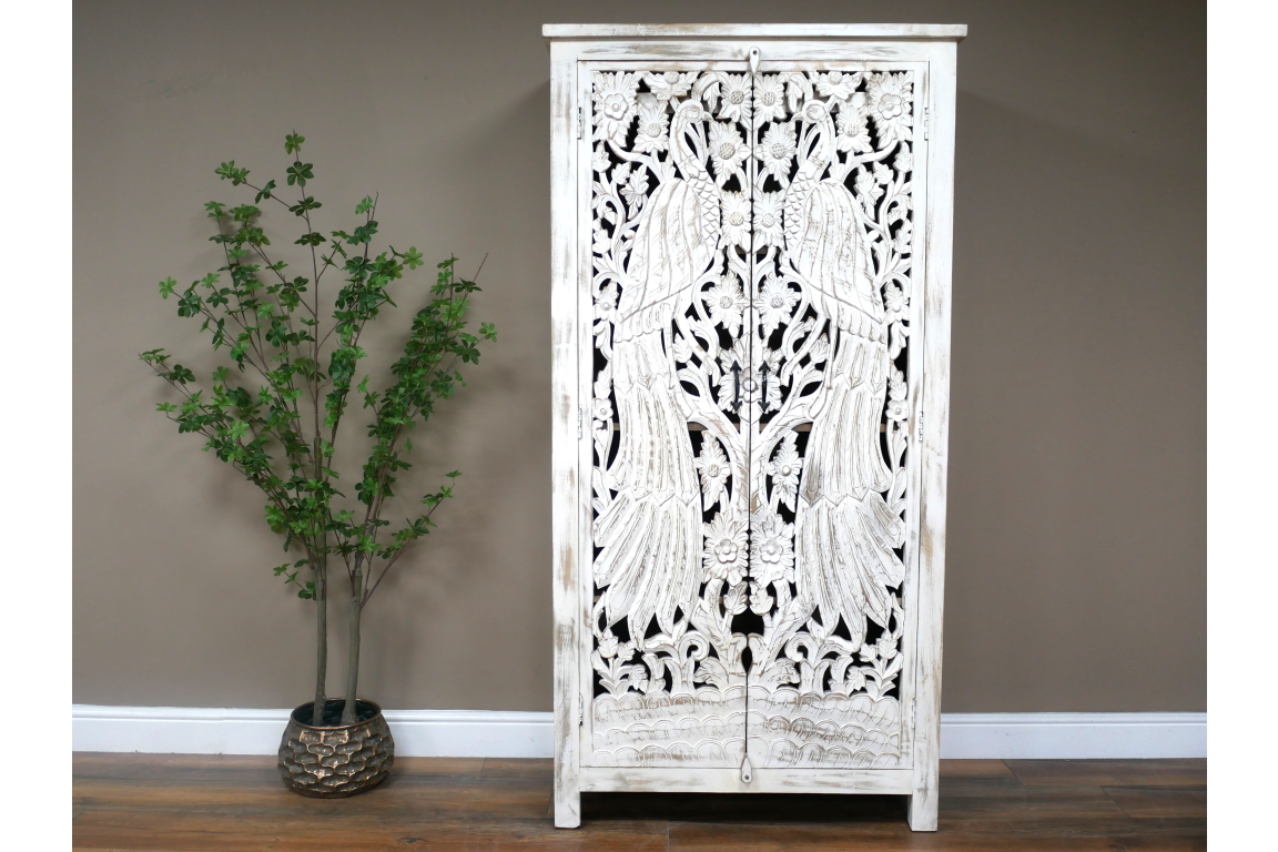 Carved Peacock Cabinet