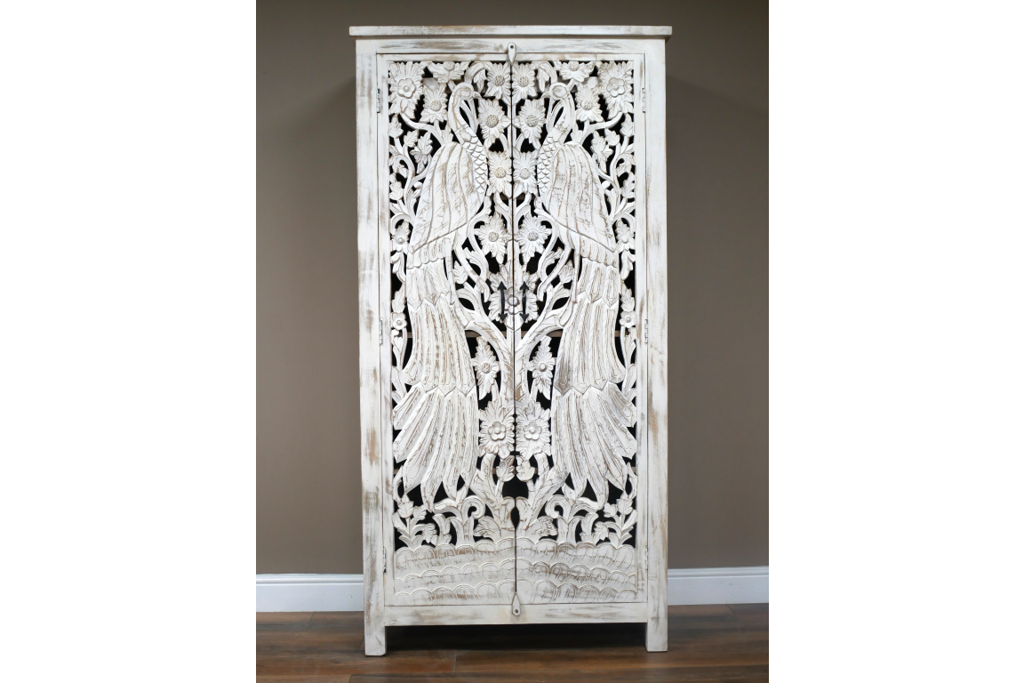 Carved Peacock Cabinet