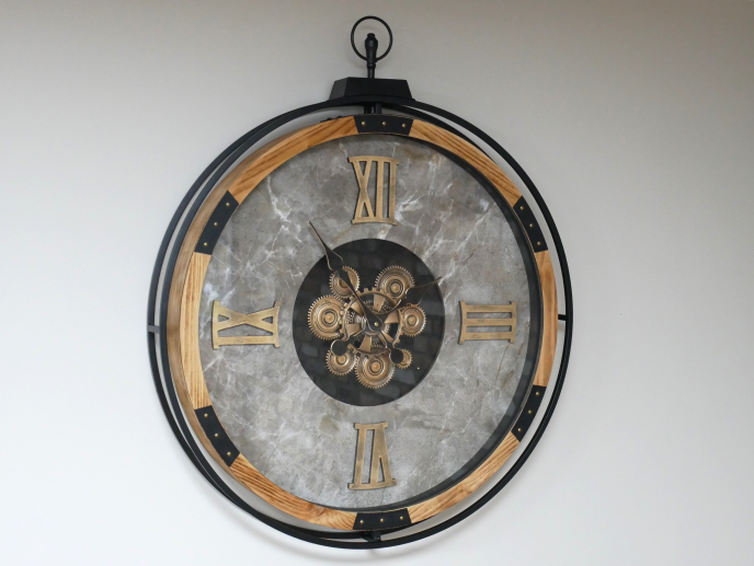 Marble effect cog clock