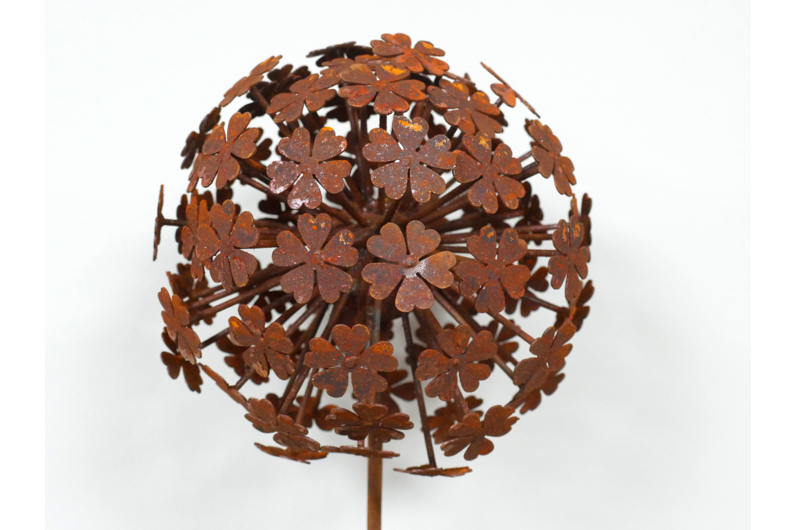 Rusty Flower Ball Stake - 140cm High