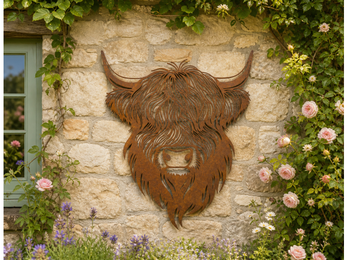 Highland Cow Wall Rusty Plaque