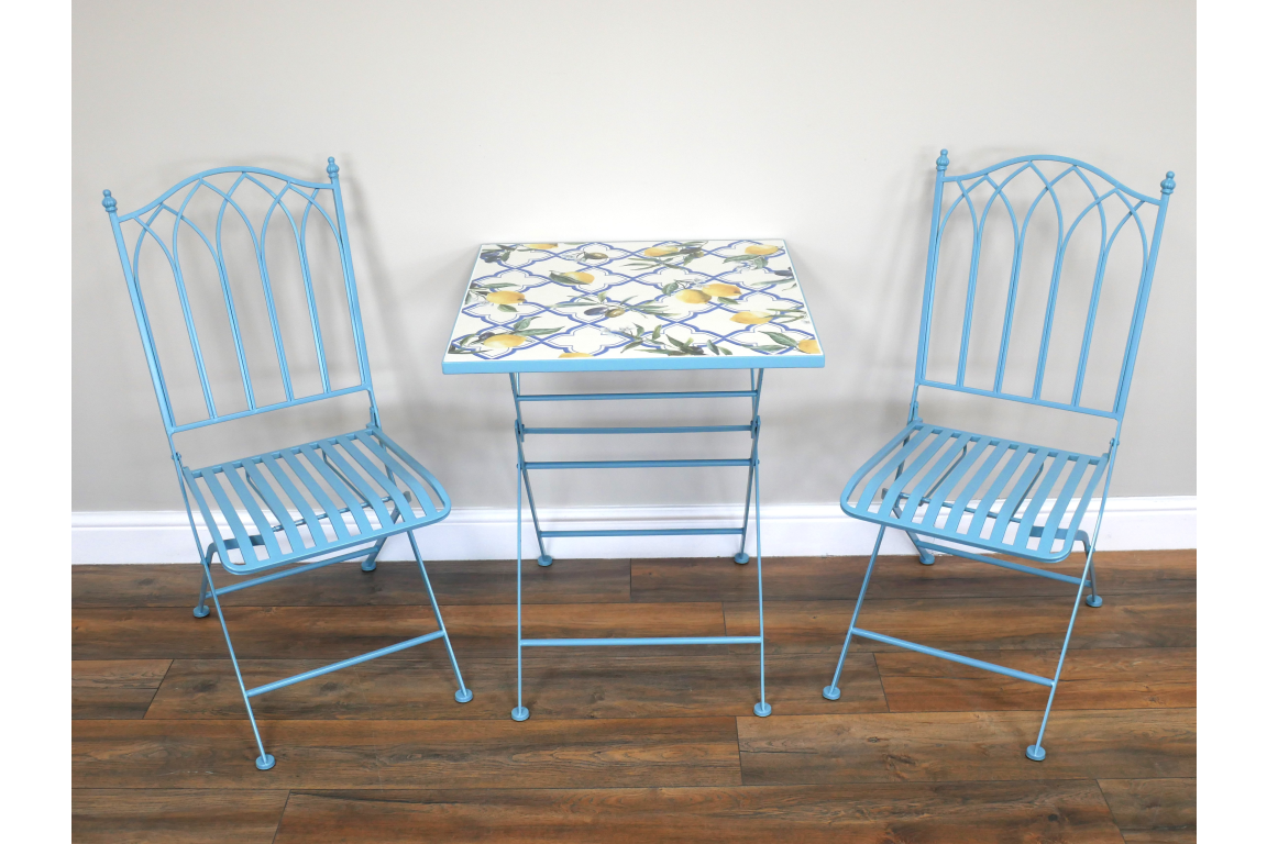 Outdoor Mosaic Santorini Table & Two Chair Bistro Set