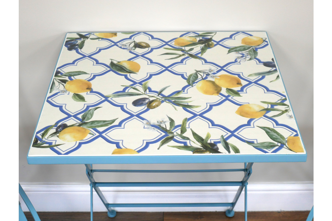 Outdoor Mosaic Santorini Table & Two Chair Bistro Set