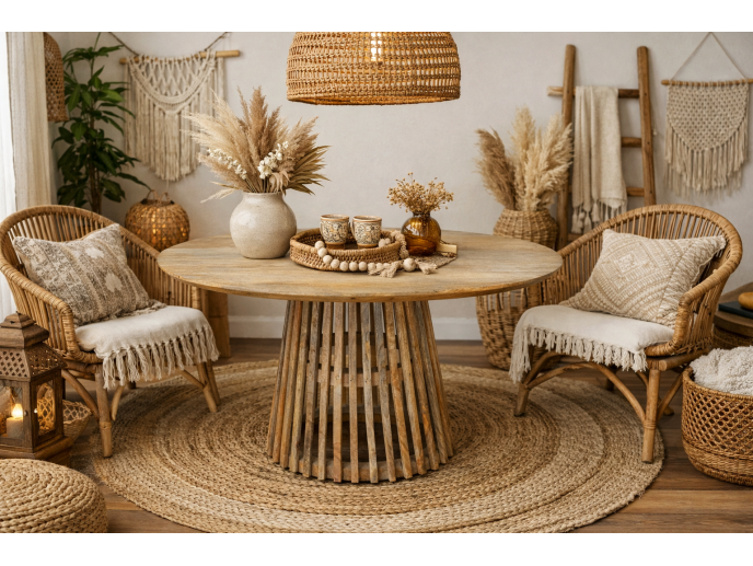 Round, slated base dining table - Pre Order Now, Due August.
