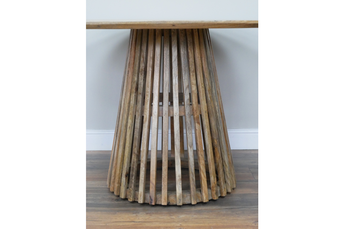 Round, slated base dining table - Pre Order Now, Due August.