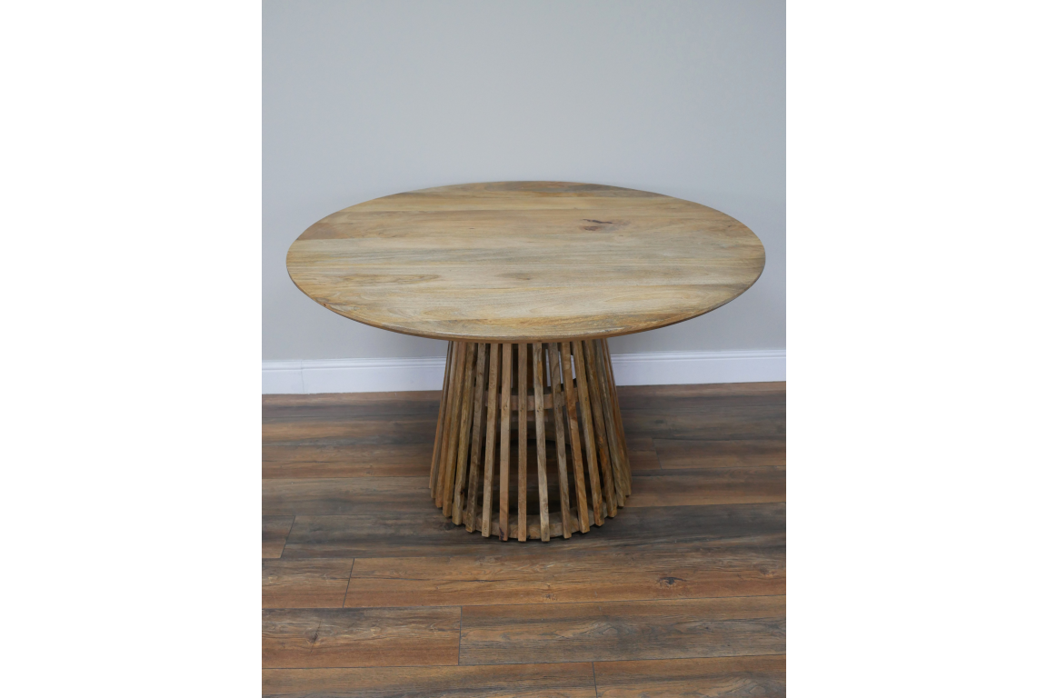 Round, slated base dining table - Pre Order Now, Due August.