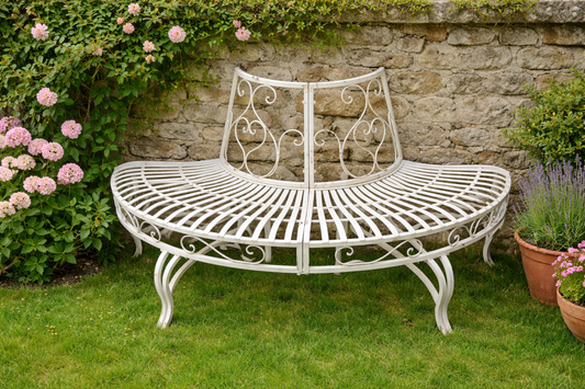 Outdoor 1/2 Round Bench For Tree Trunk - Back In Stock