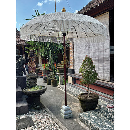 Bali White Macrame Sun Parasol