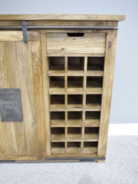 Industrial Wine Cabinet with Sliding Door