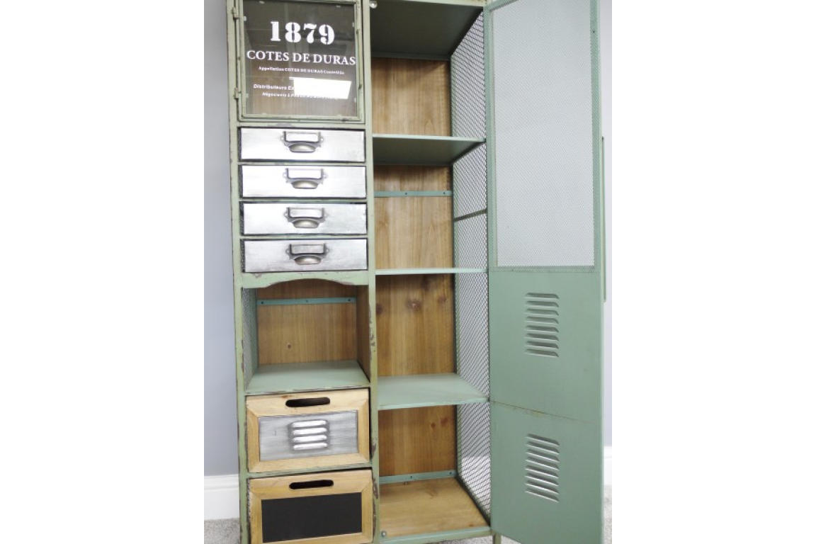 Tall Metal Green Cabinet multi Drawer