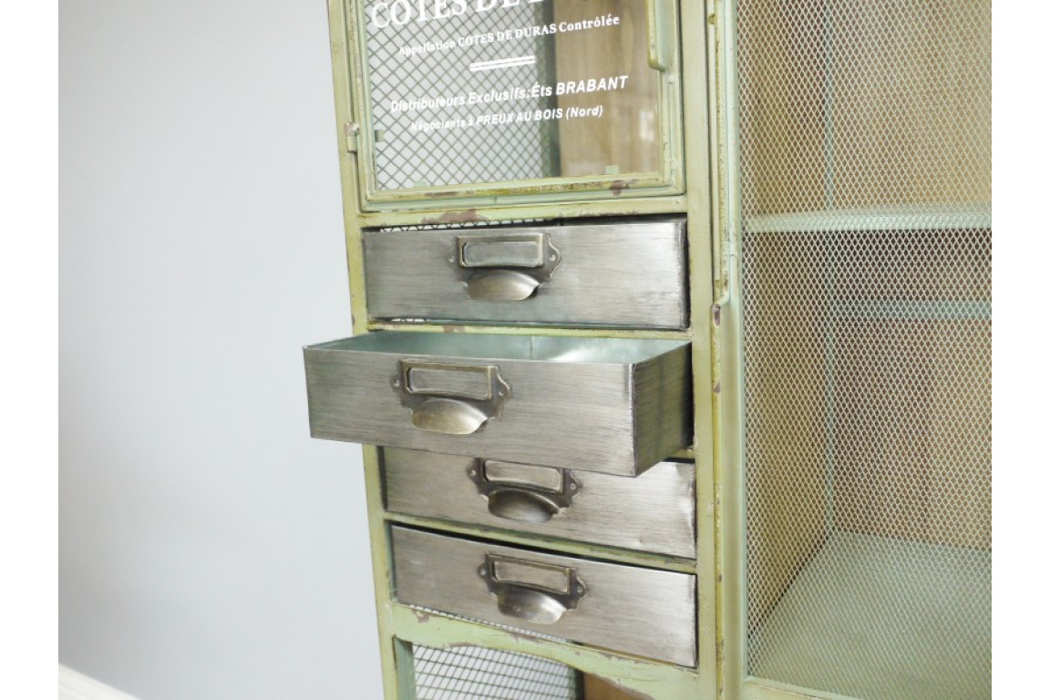 Tall Metal Green Cabinet multi Drawer