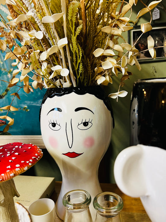 Ceramic Doodle Woman's Face Vase - Blush
