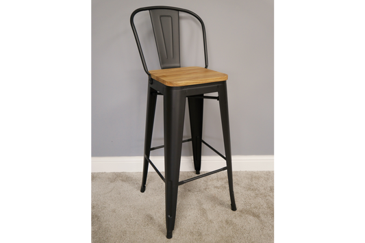 Bar Stool Metal with Wooden Top