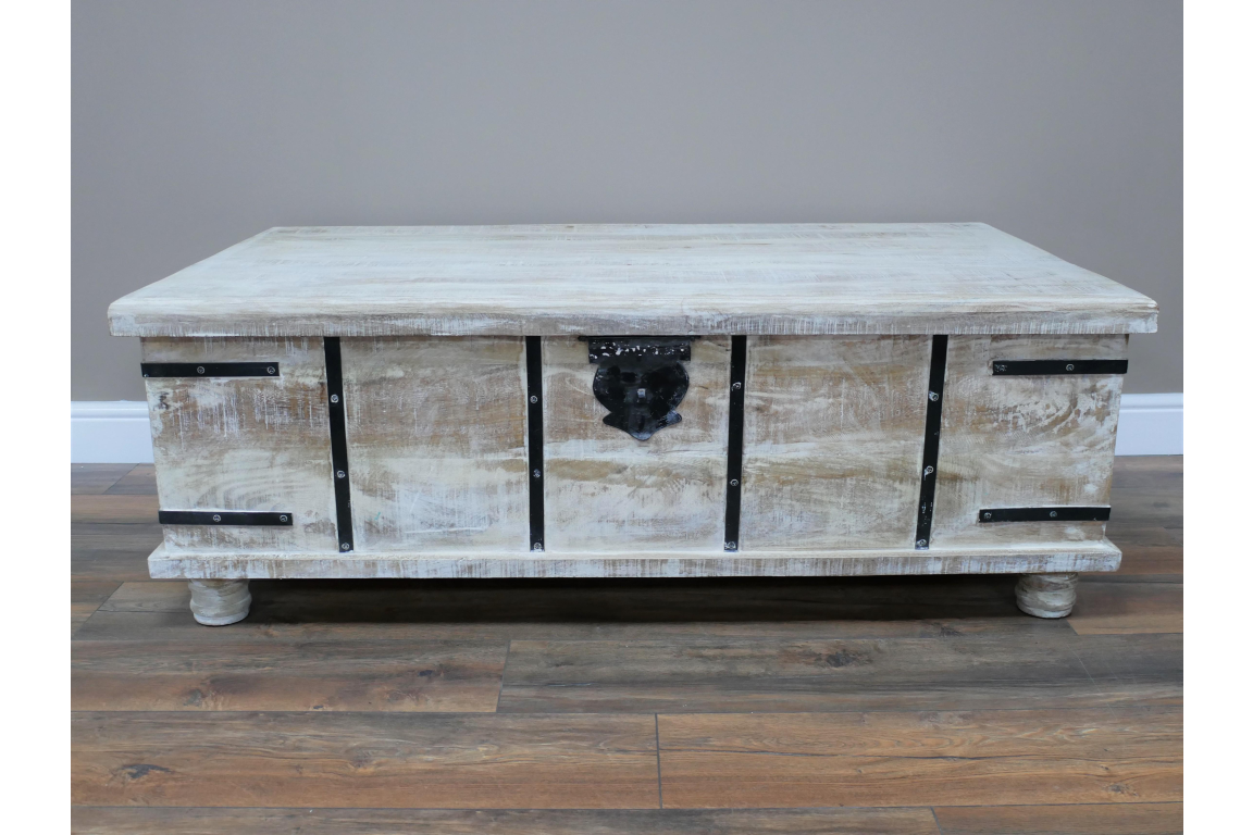 Trunk / Coffee Table White Wash Finish