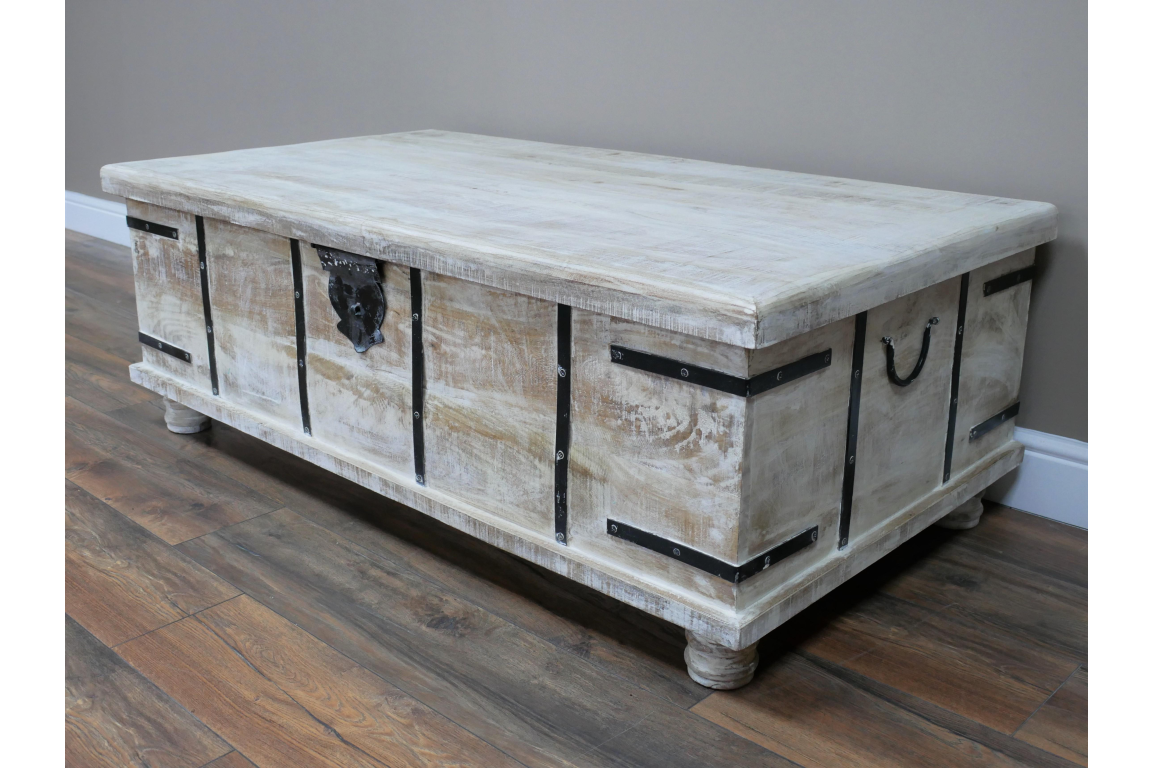 Trunk / Coffee Table White Wash Finish