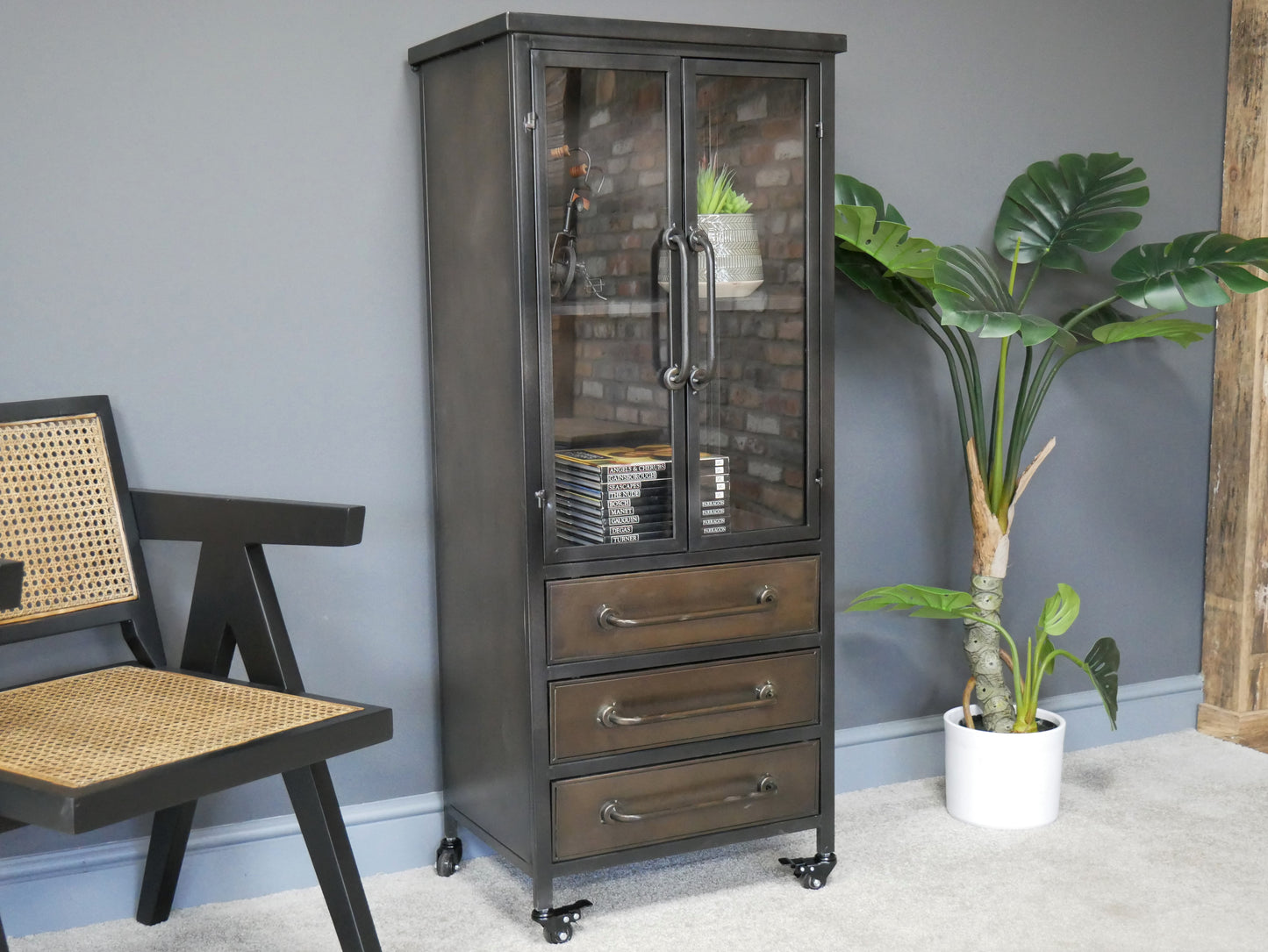 Industrial Cabinet with Glass Doors