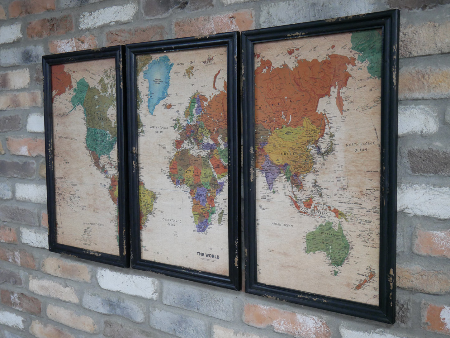 Set Of 3 World Map Pictures