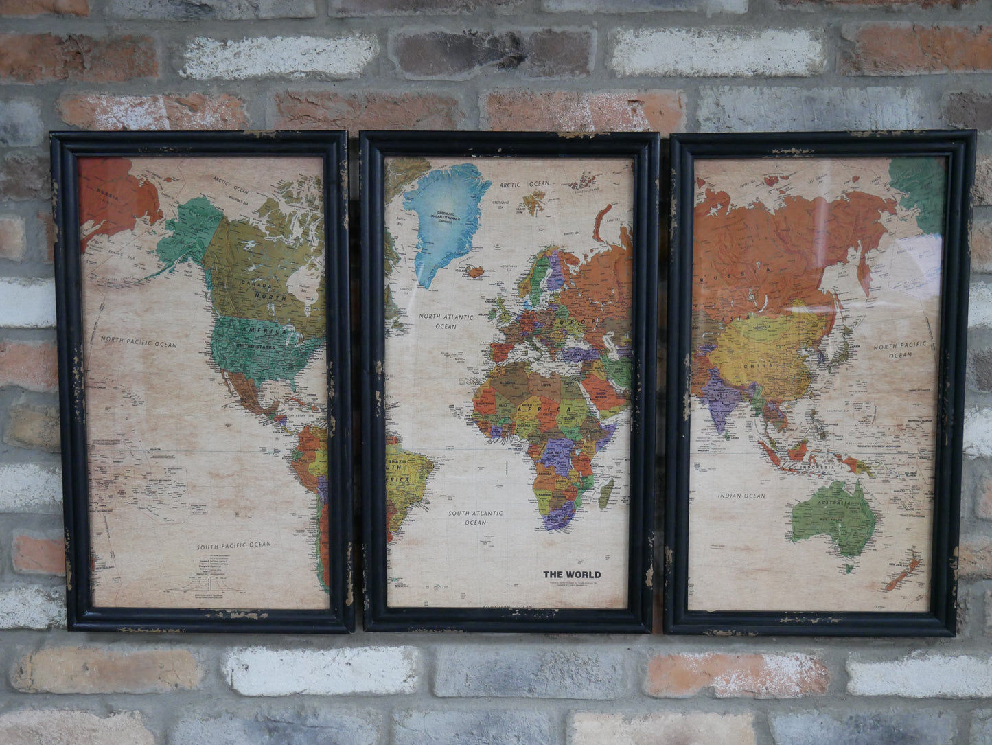 Set Of 3 World Map Pictures