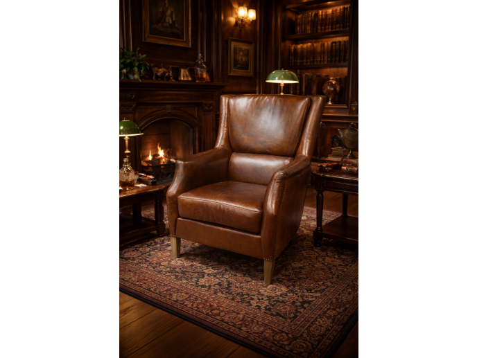 Leather Reading Chair- Back In Sock