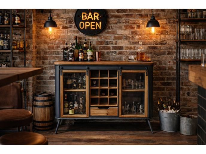 Wine Cabinet - Wood & Glass