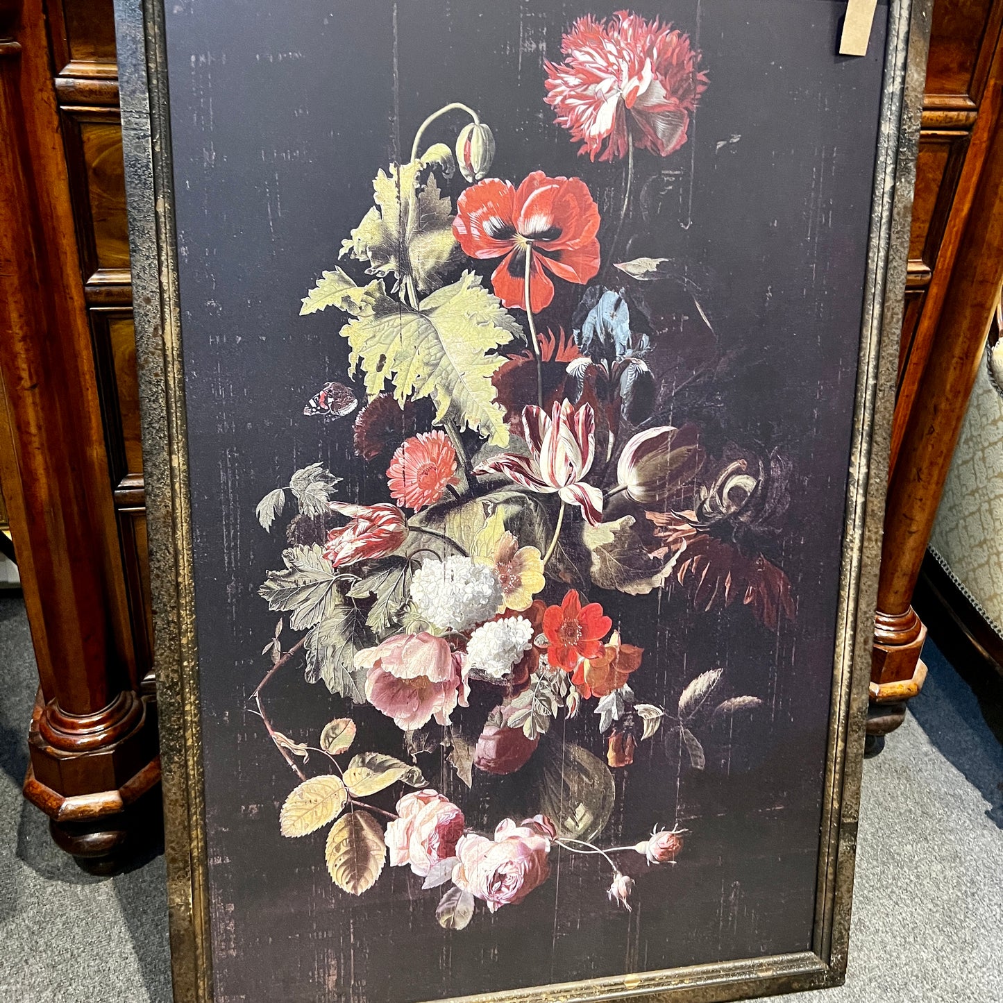 Set of 2 Antiqued Boho Floral Wall Prints