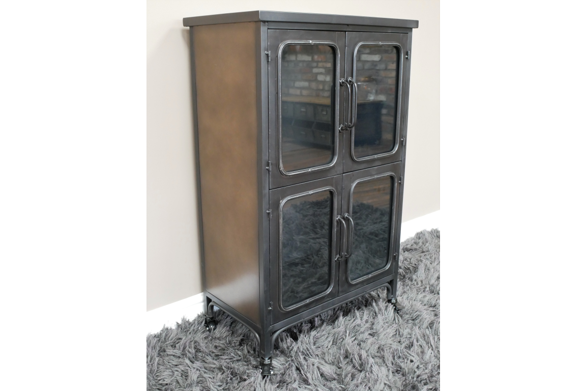 Industrial Cabinet with Glass Doors