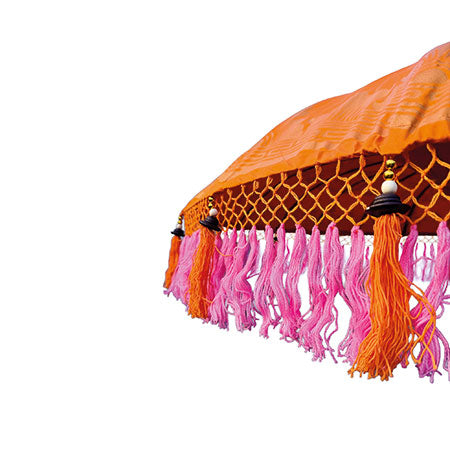 Bali Sun Parasol - Large Orange / Gold with orange or Pink Tassles