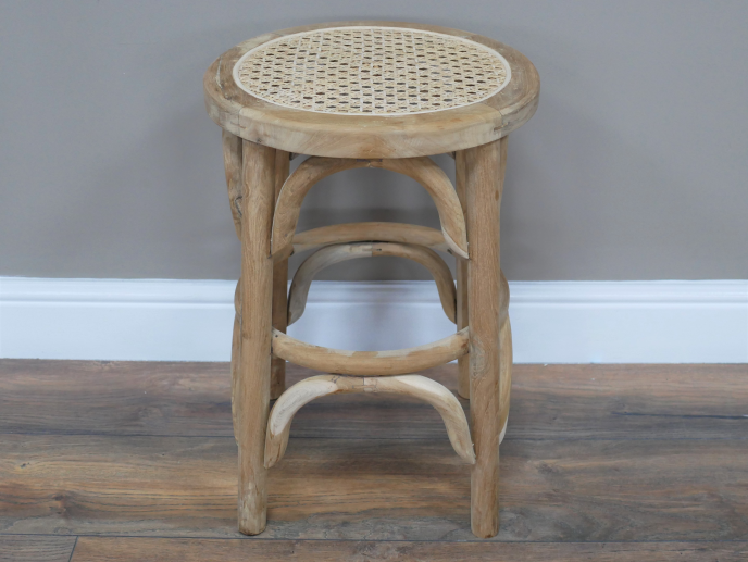 Rattan Wooden Stool - Low