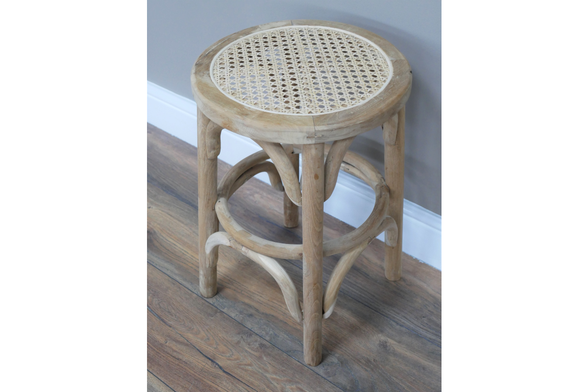 Rattan Wooden Stool - Low